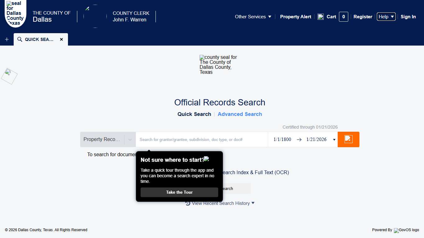 Official Record Search - Quick Search